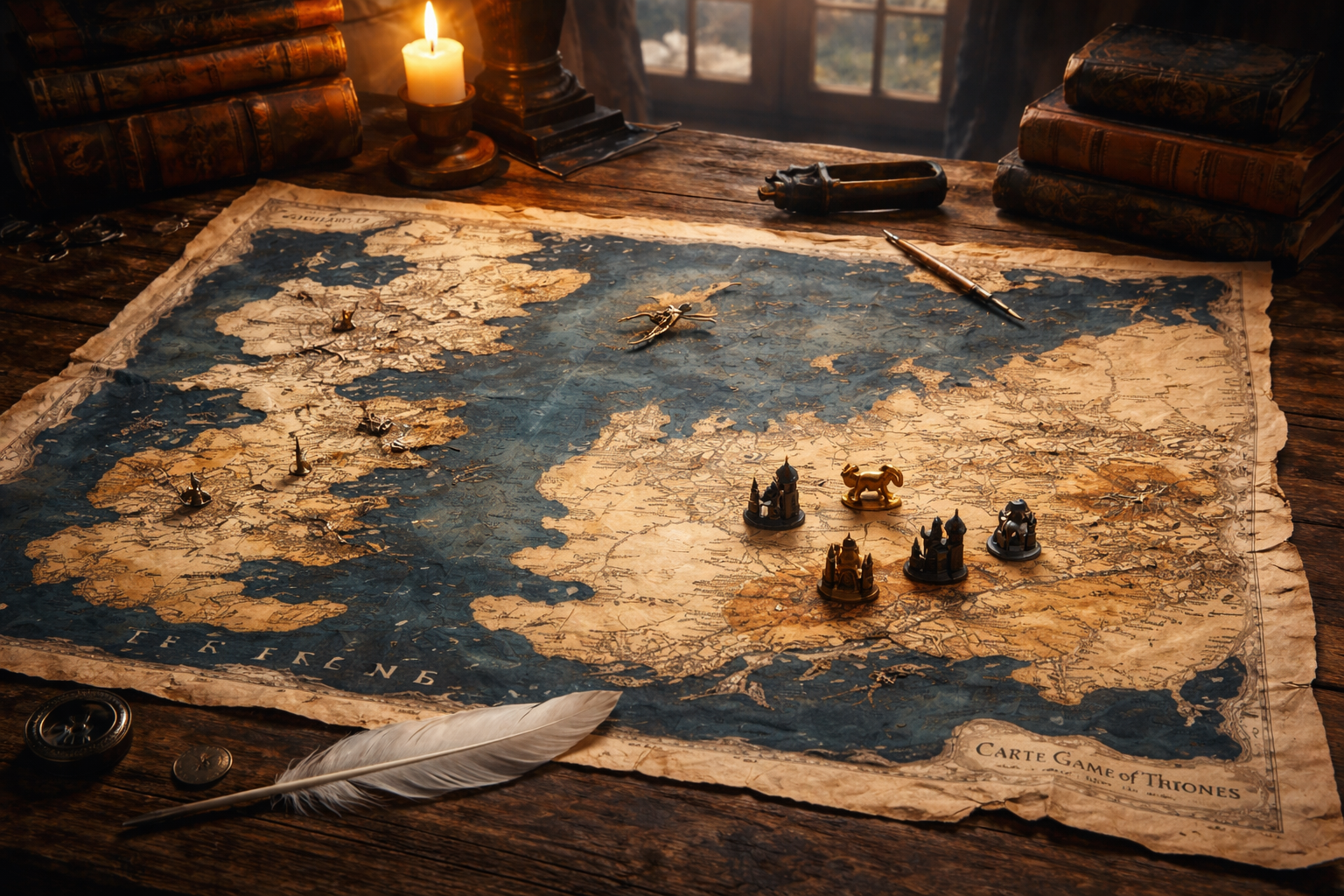 carte game of thrones dépliée avec pions