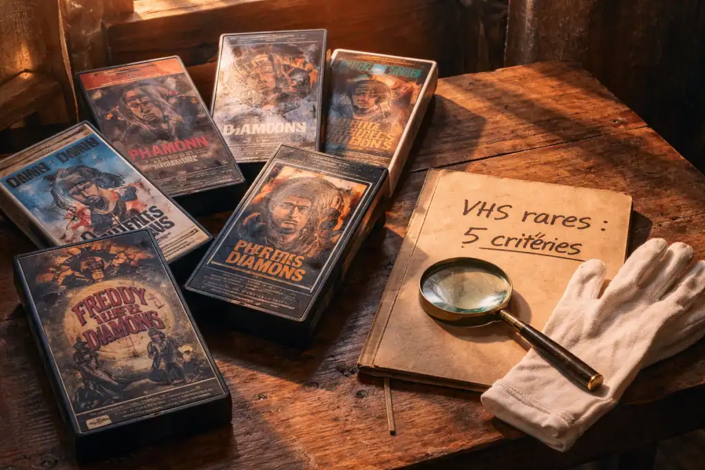 cassette vhs rare liste sur table