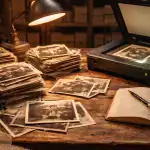 que faire des vieilles photos de famille sur table en cours de tri et numérisation