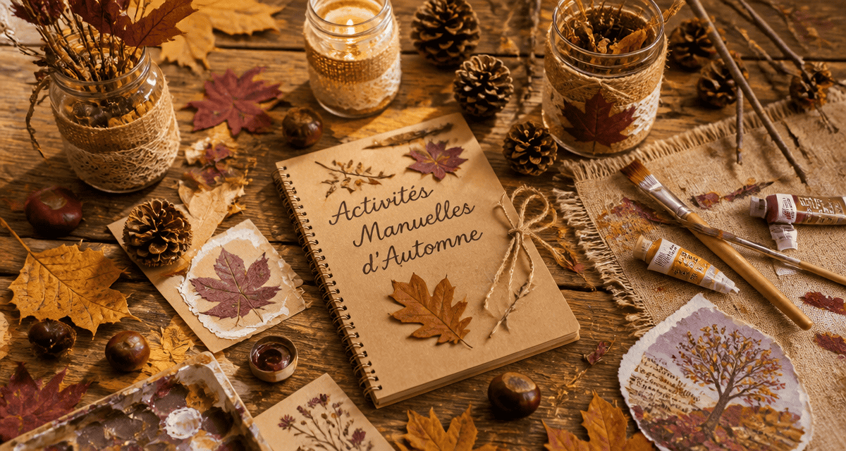activité manuelle automne avec feuilles et matériaux naturels