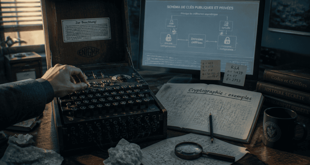 cryptographie exemple machine Enigma et clés publiques privées