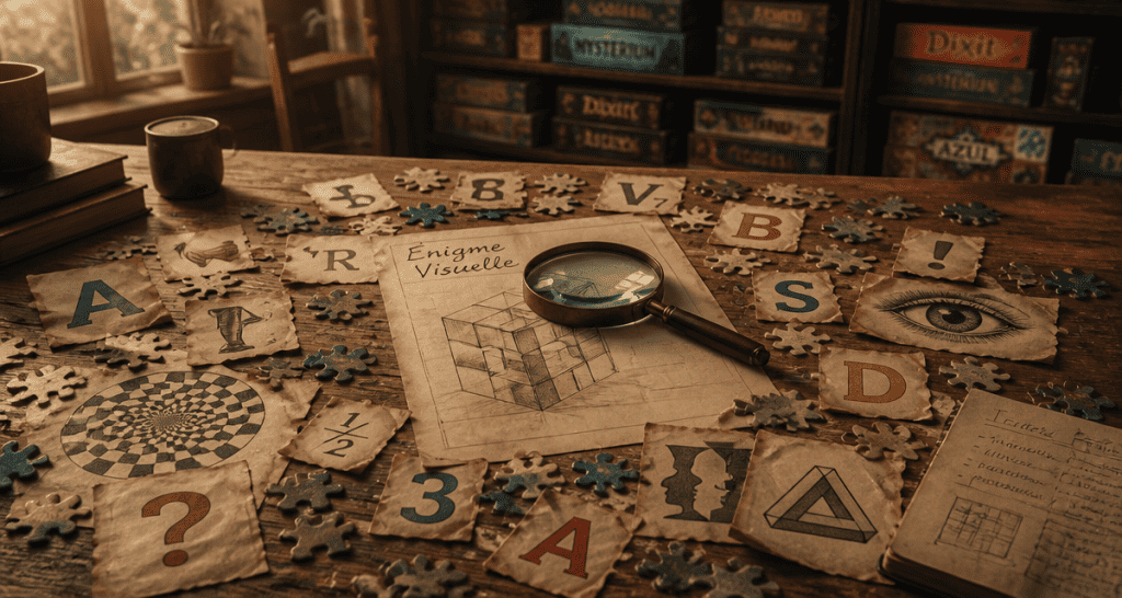 Enigme visuelle puzzle sur table