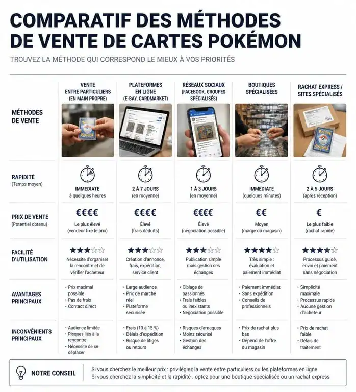 Comparatif des plateformes pour vendre ses cartes Pokémon en ligne