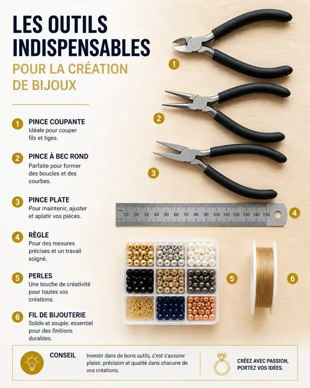 Matériel pour création de bijoux : outils essentiels et apprêts pour débuter