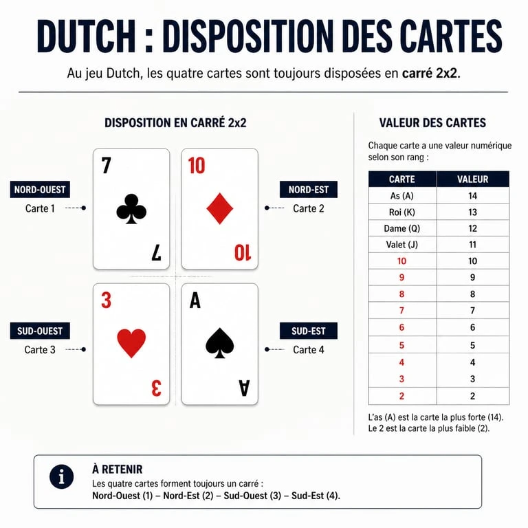 Disposition des cartes au jeu de cartes Dutch et barème des points