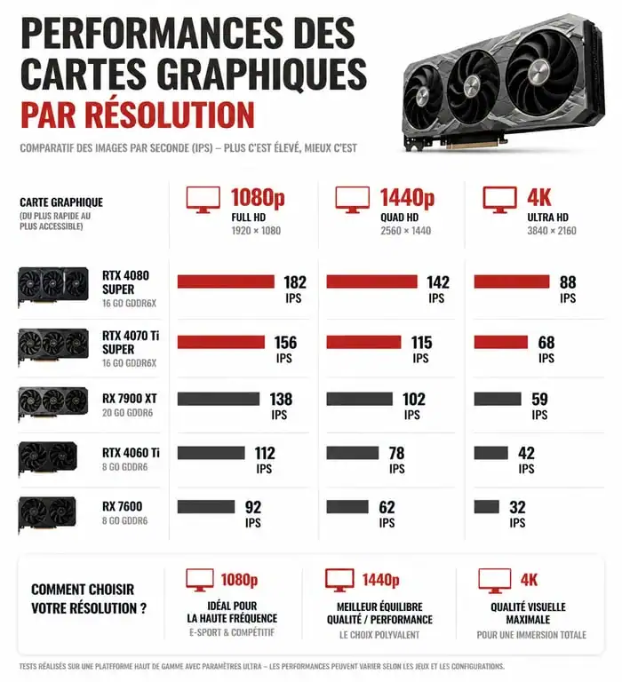 Classement des meilleures cartes graphiques par résolution et usage