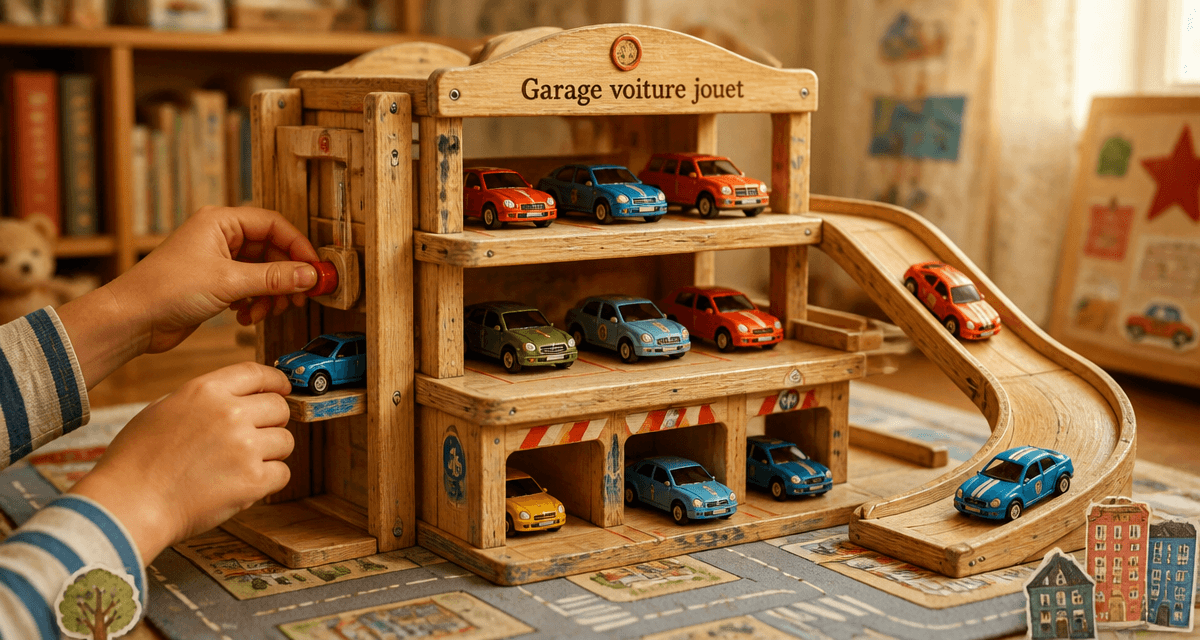 garage voiture jouet en bois avec voitures