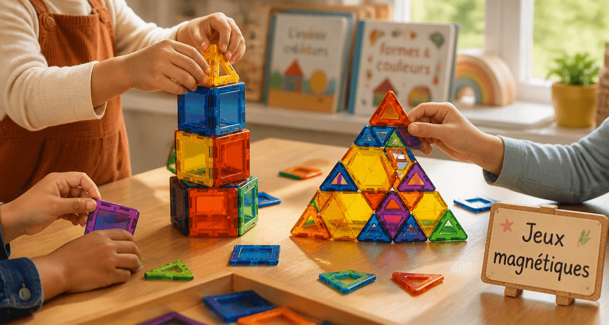 jeu de construction magnétique enfants sur table