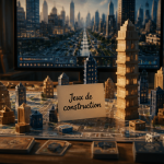 jeux construction ville sur table et ordinateur