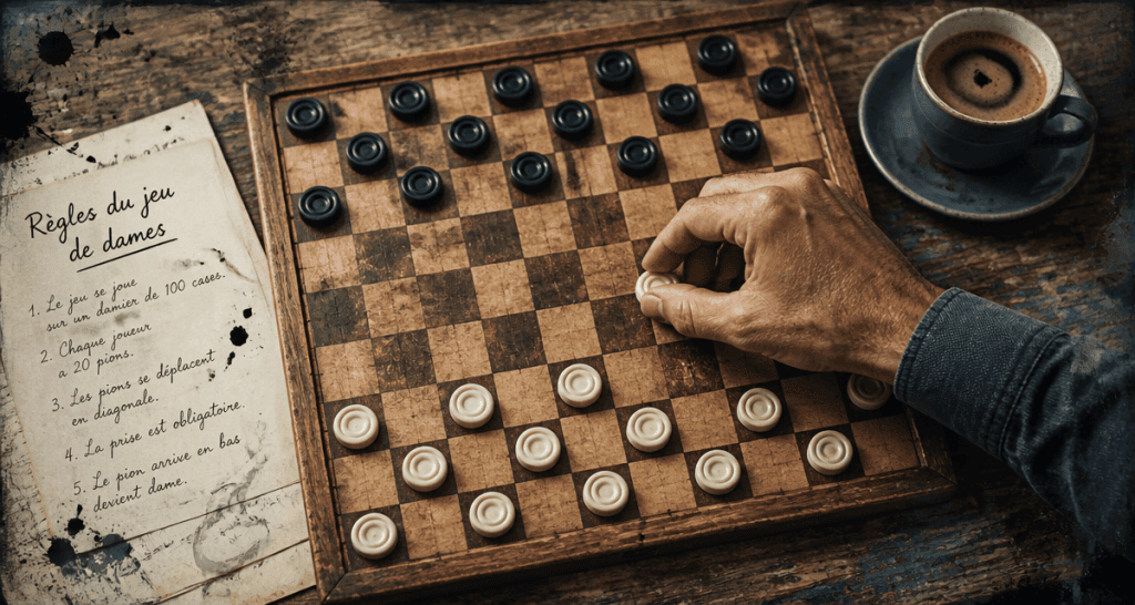 règles jeu de dames damier 100 cases