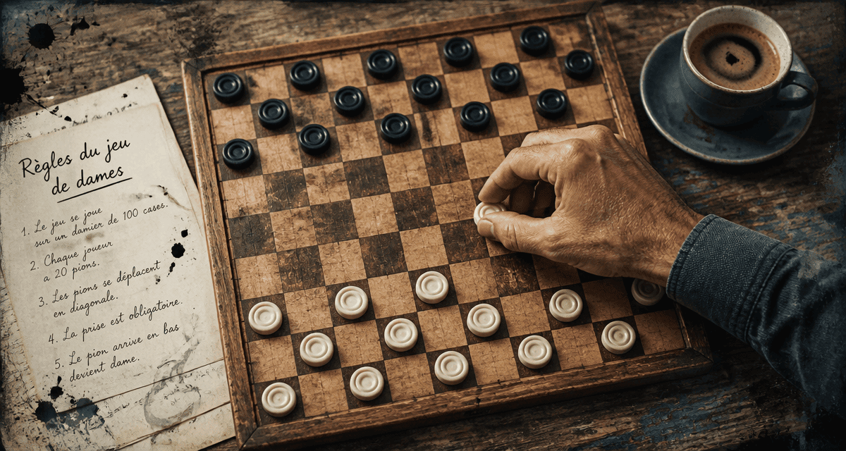 règles jeu de dames damier 100 cases