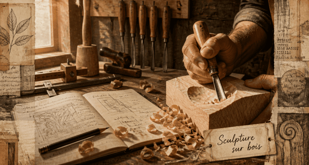 sculpture bois main artisan outils