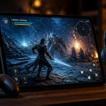 tablette pour jeux sur bureau avec accessoires gaming