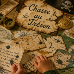 Chasse au tresor enfant indices sur table