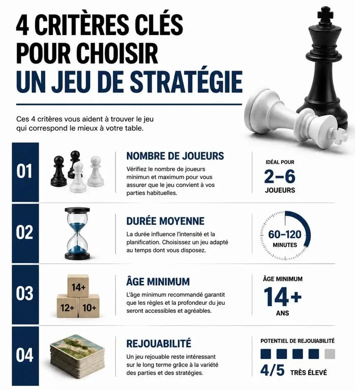 Infographie des critères de choix pour un jeu de stratégie