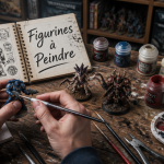 figurine warhammer à peindre sur plan de travail hobby