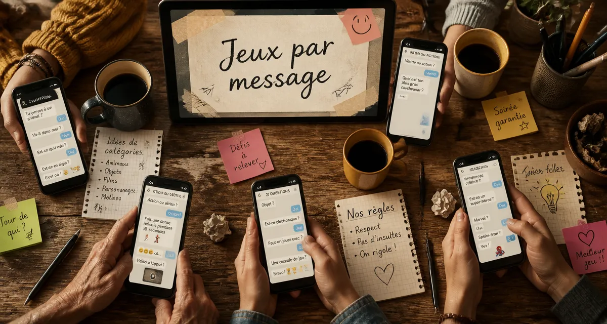 jeu a faire par message sur smartphones autour d'une table
