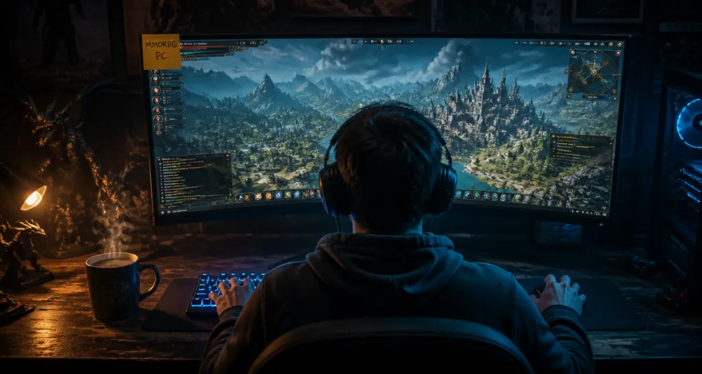 jeux pc mmorpg joueur devant écran