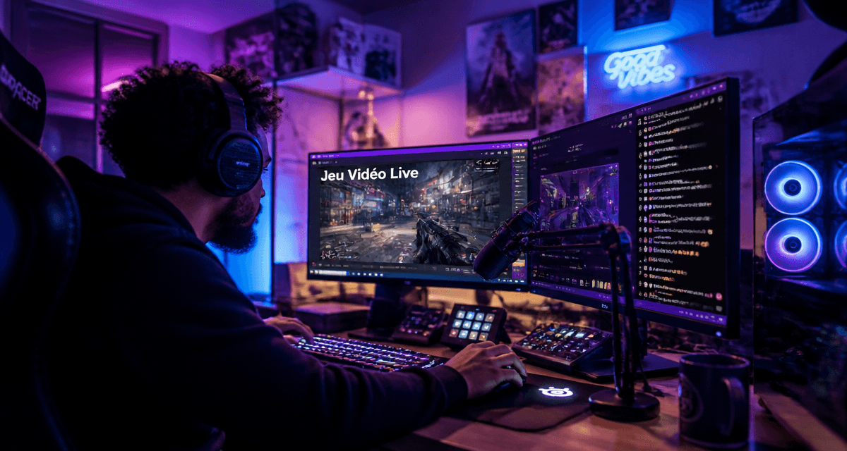 streamer jeux vidéo live chambre moderne