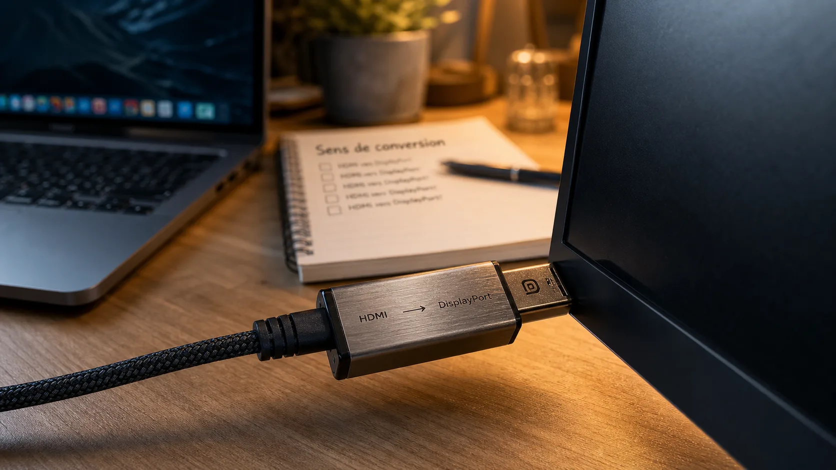 Adaptateur HDMI DisplayPort : sens du branchement