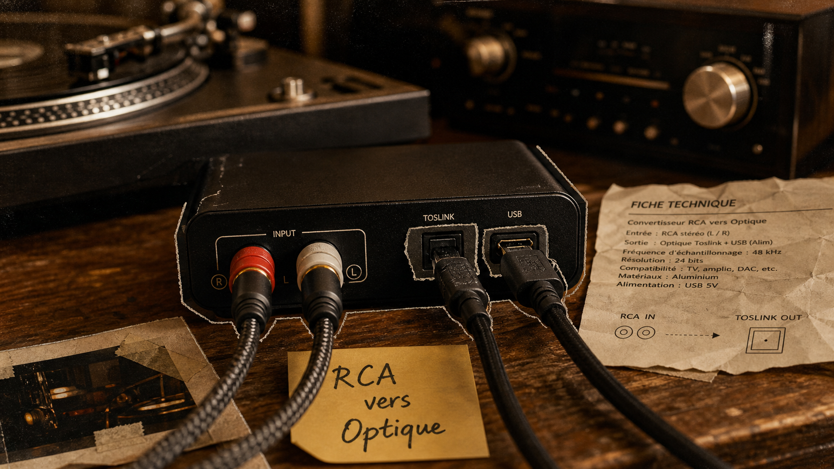 Convertisseur audio analogique vers numérique RCA optique USB