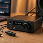 Convertisseur audio numerique en analogique : connectique optique Toslink et jack 3,5 mm