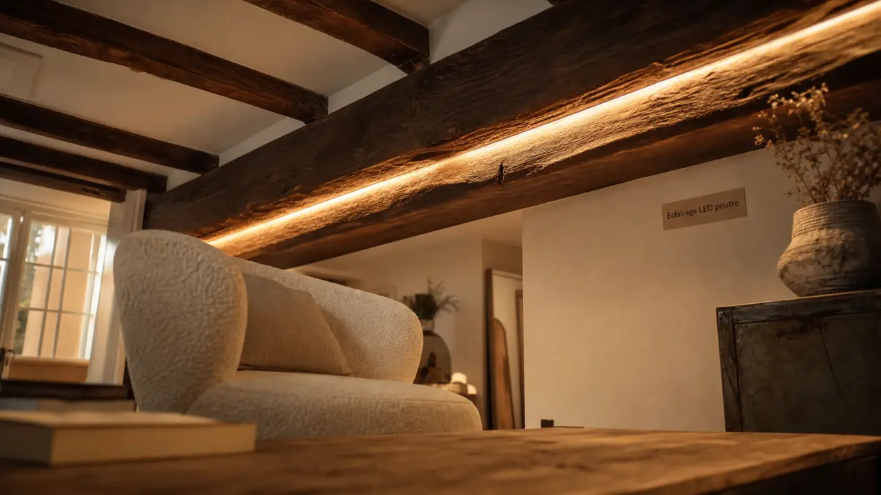 Éclairage led poutre apparente 3000K, lumière indirecte