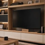 Meuble bibliothèque TV 140 cm avec rangements et niches
