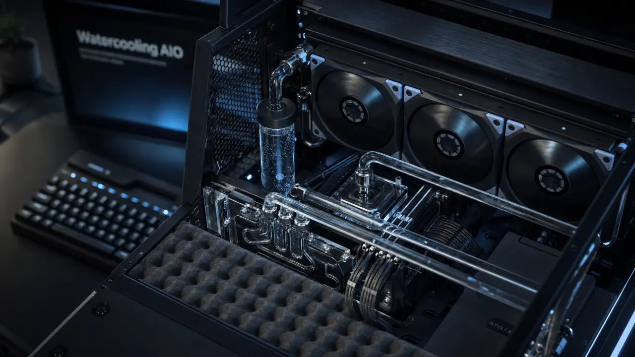 PC gaming watercooling custom silencieux : tuyaux rigides, waterblock CPU et GPU, températures stables