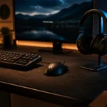 Accessoire bureau gaming : bureau précis, souris et tapis XXL, setup sans encombrement