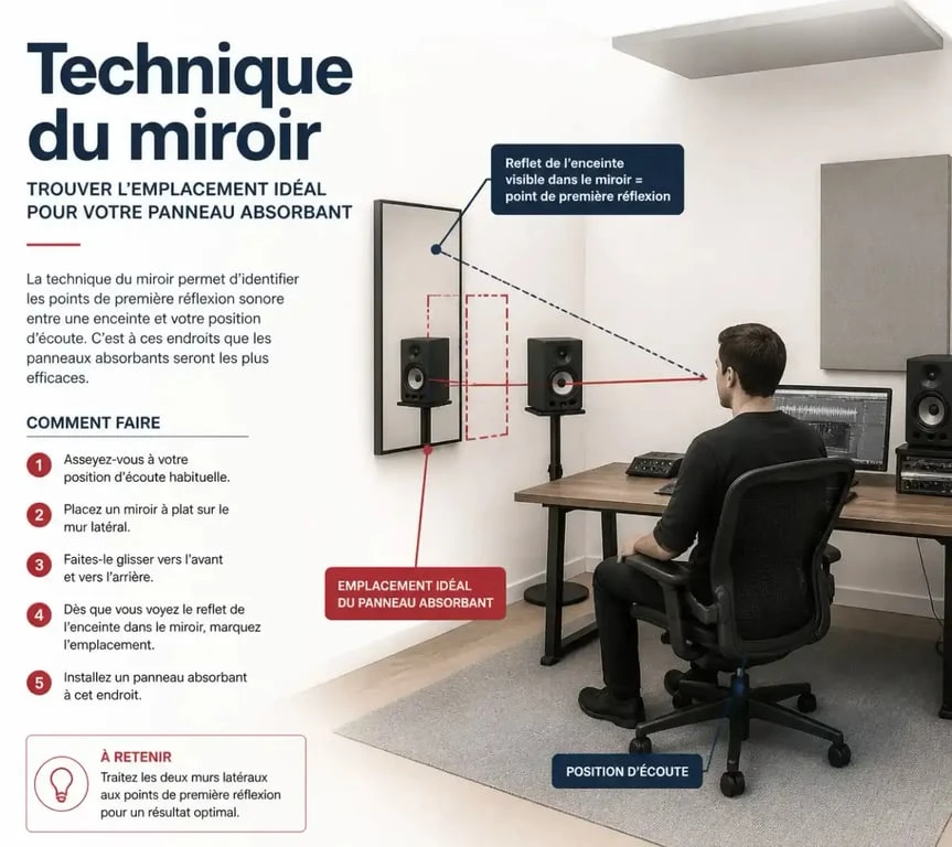 Illustration de la technique du miroir pour le traitement acoustique