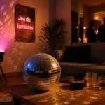 Jeu de lumières pour soirée à la maison : boule à facettes et spots LED