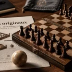 Jeux d'échecs originaux en bois noble, échiquier pliable et pièces sculptées