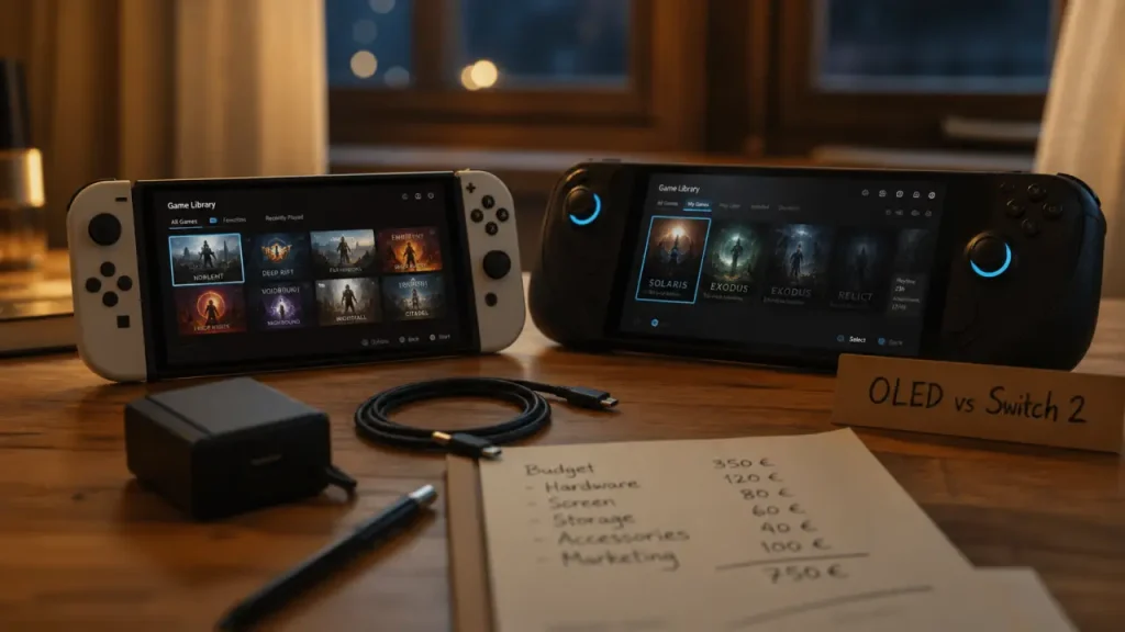 Switch OLED ou Switch 2 côte à côte, confort portable et écart de prix 150 €