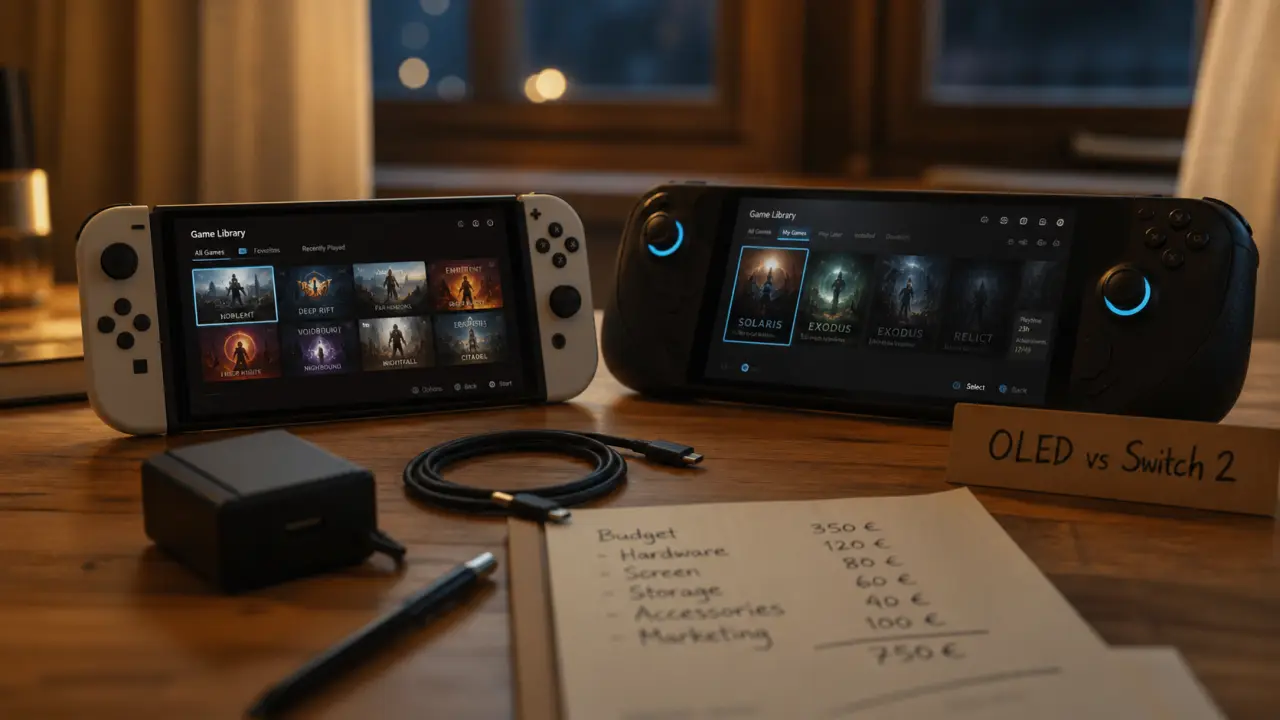 Switch OLED ou Switch 2 côte à côte, confort portable et écart de prix 150 €