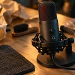 Micro ASMR USB sur bureau, gain et captation, ambiance ASMR